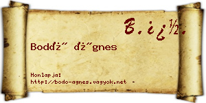 Bodó Ágnes névjegykártya
