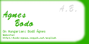 agnes bodo business card